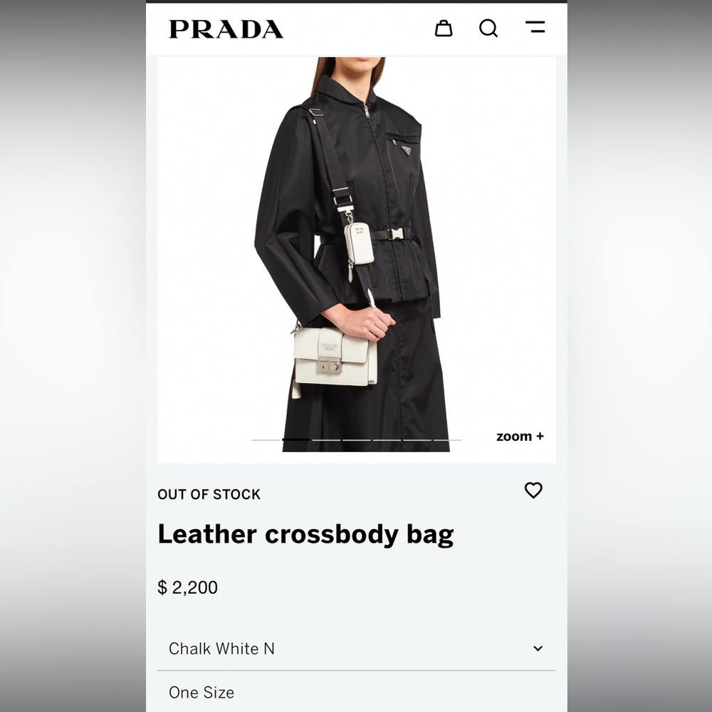 Prada Leather Crossbody Bag in Chalk White - Picture 12 of 13
